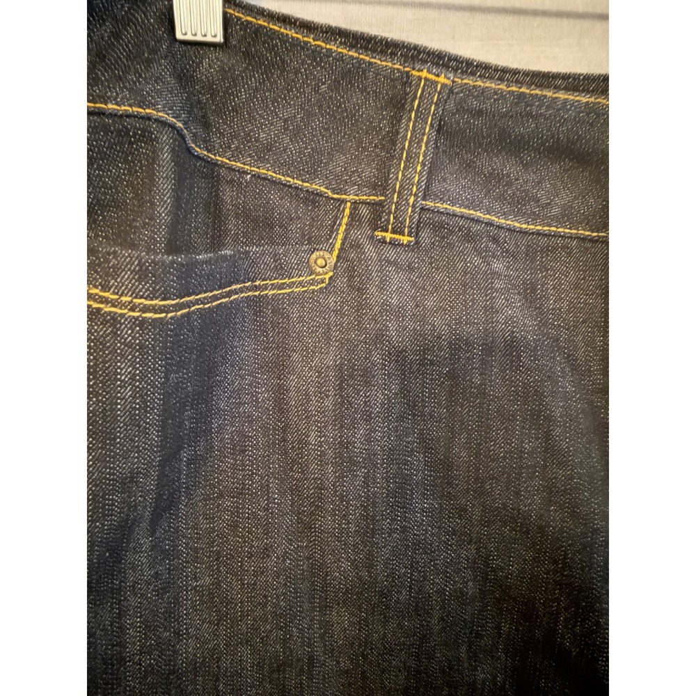 XL 155 Ashley Stewart NWT Dark Indigo Denim Pencil Skirt Contrast Stitch Pockets - Picture 4 of 7